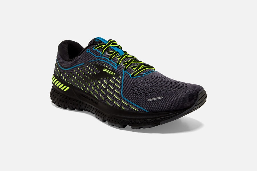 Brooks Running Shoes Mens Black/Blue - Adrenaline GTS 21 Road - 3091-YXBJP